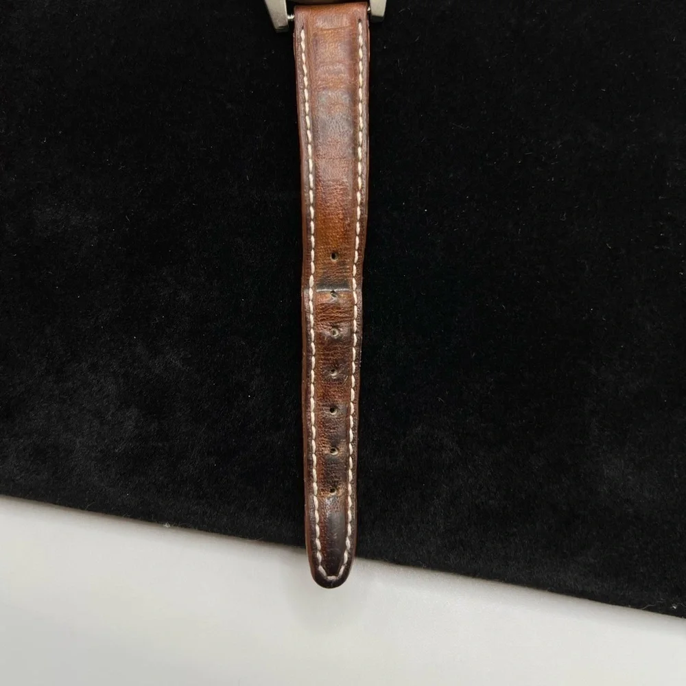 Vintage Wenger Swiss Quartz Field Watch Date Stainless Steel Leather Band